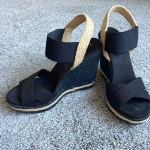 Ralph Lauren Black & Tan Wedge Heels size 6.5